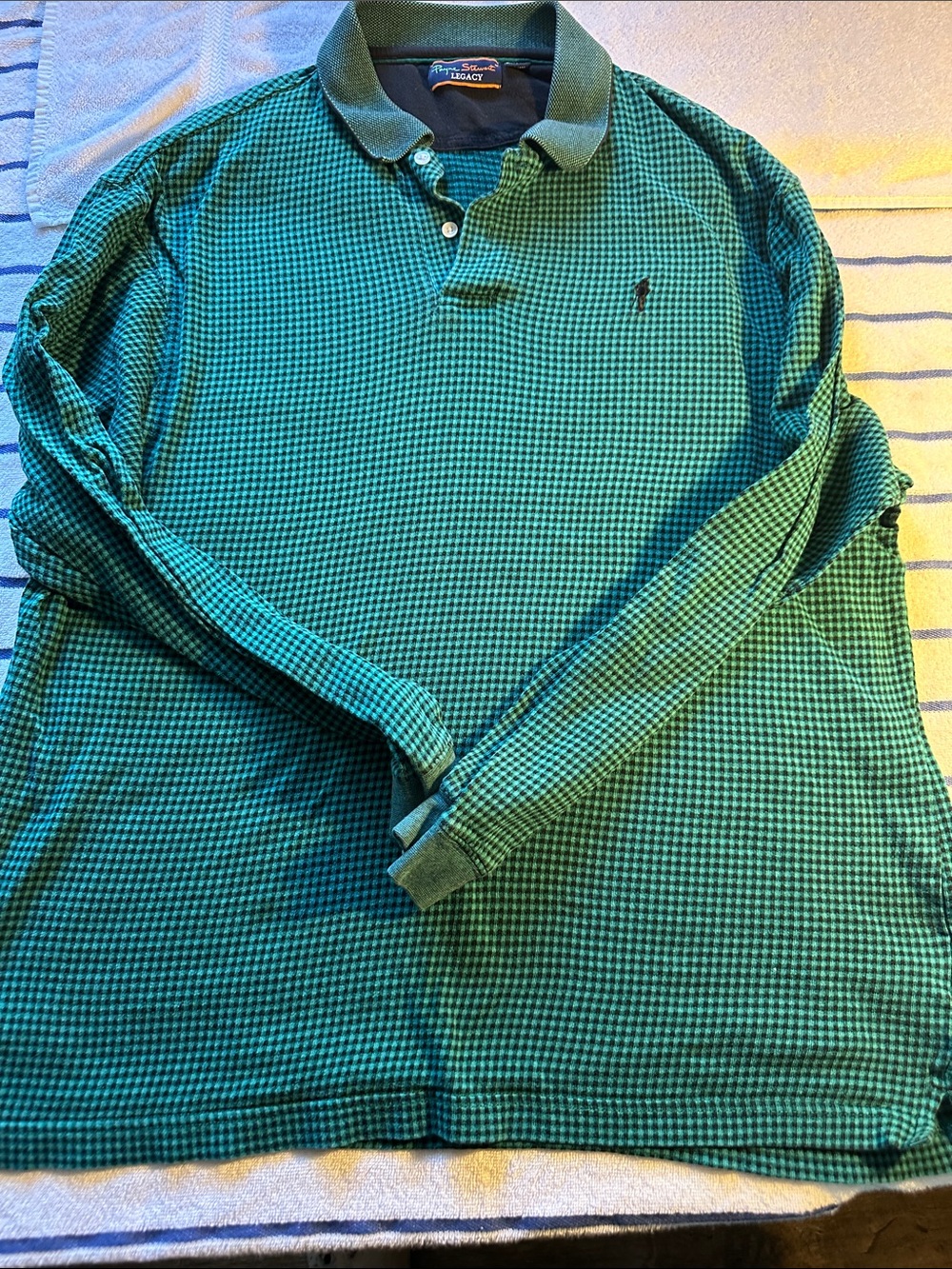 Ralph Lauren Green Checked Long Sleeve Polo